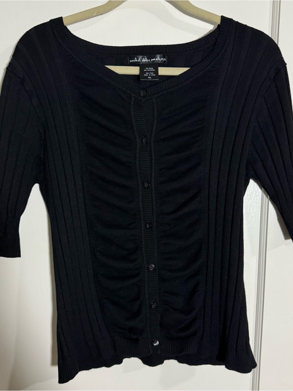 united states sweaters Black Ribbed Button-Front Cardigan
